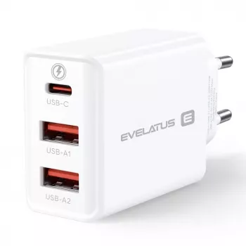 Evelatus ETC06 Reisilaadija EU Sein 3 Porti 32W USB-C / USB-A2 Valge