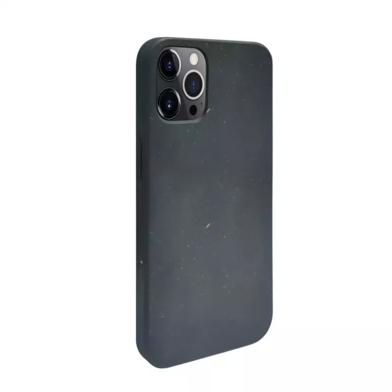iLike Apple iPhone 12 Pro Max Silicone Plastic Case Eco Print Design Black