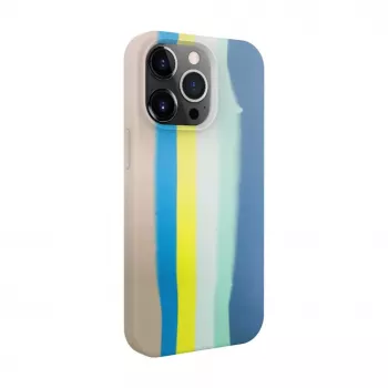 Evelatus Apple iPhone 15 Pro Silicone Case Multi-Colored Blue Pink