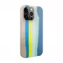 Evelatus Apple iPhone 15 Pro Silicone Case Multi-Colored Blue Pink