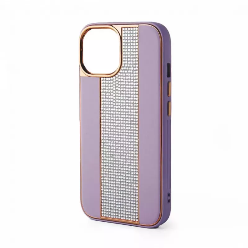 iLike Apple iPhone 15 Pro Max Diamonds and Leather Case Pink Sand
