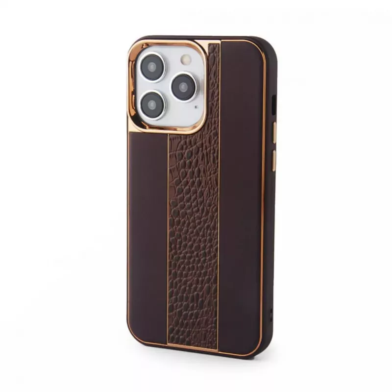 iLike Apple iPhone 15 Pro Max Leather Case Customized Brown