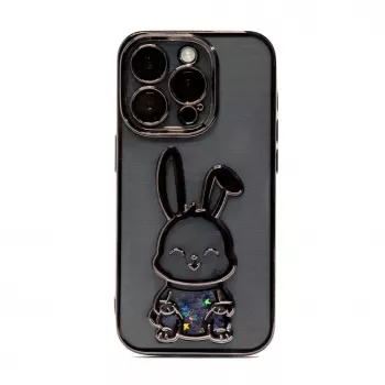 iLike Apple iPhone 13 Pro Silicone Case Print Desire Rabbit Black