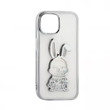 iLike Apple iPhone 15 Pro Silikoonkate Print Desire Rabbit Silver