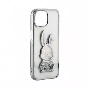 iLike Apple iPhone 15 Pro Silikoonkate Print Desire Rabbit Silver