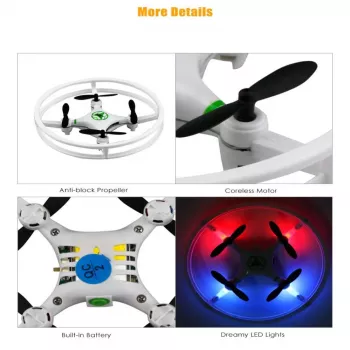 iLike Phantom Quadcopter Drone 360° (HC615) kaugjuhtimispuldiga 2.4GHz, USB laadimine, 6-teljeline güroskoop, 4 kanalit - Valge