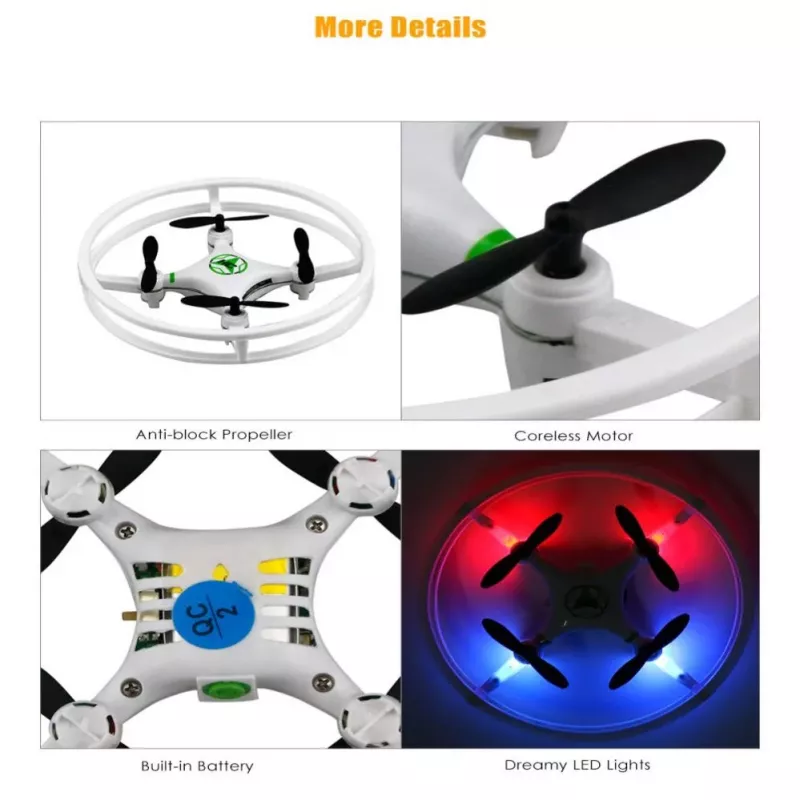 iLike Phantom Quadcopter Drone 360° (HC615) kaugjuhtimispuldiga 2.4GHz, USB laadimine, 6-teljeline güroskoop, 4 kanalit - Valge