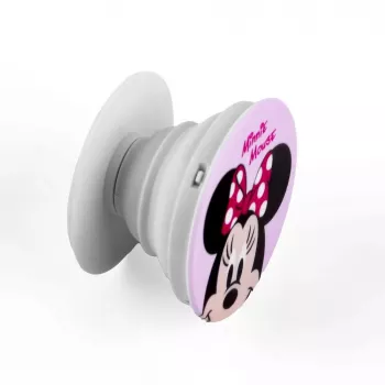 iLike Universal Pop Holder Minni Mouse - Telefonihoidja ja -alus, Disney Minnie Mouse disain, kokkupandav, 360° pöörlemine, tugev liim
