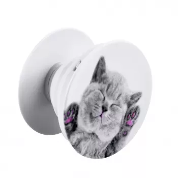 iLike Universal Pop Holder Cat - Grey Phone Grip & Stand