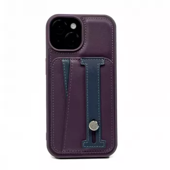 iLike Apple iPhone 15 Nahkne Taskualuse Kaanega Ümbris Lilla