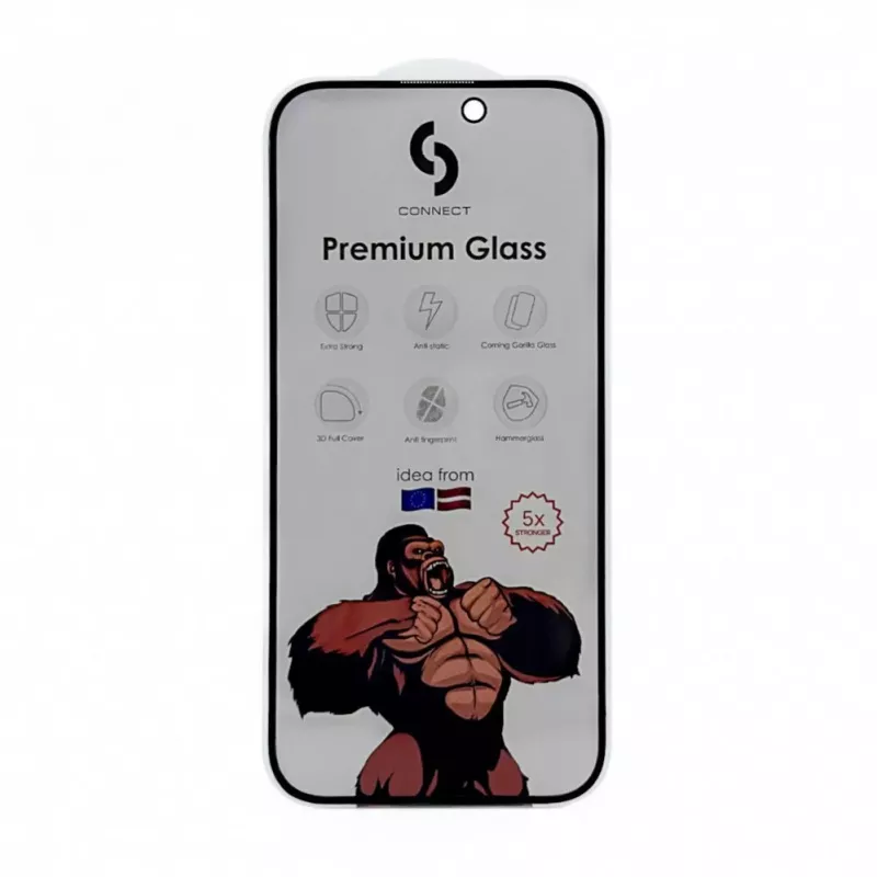 Connect Apple iPhone 14/13/13 Pro/16e/SE4 Privaatsus Corning Gorilla Glass Anti-Staatiline 3D Täiskatte 5X Tugevam Must