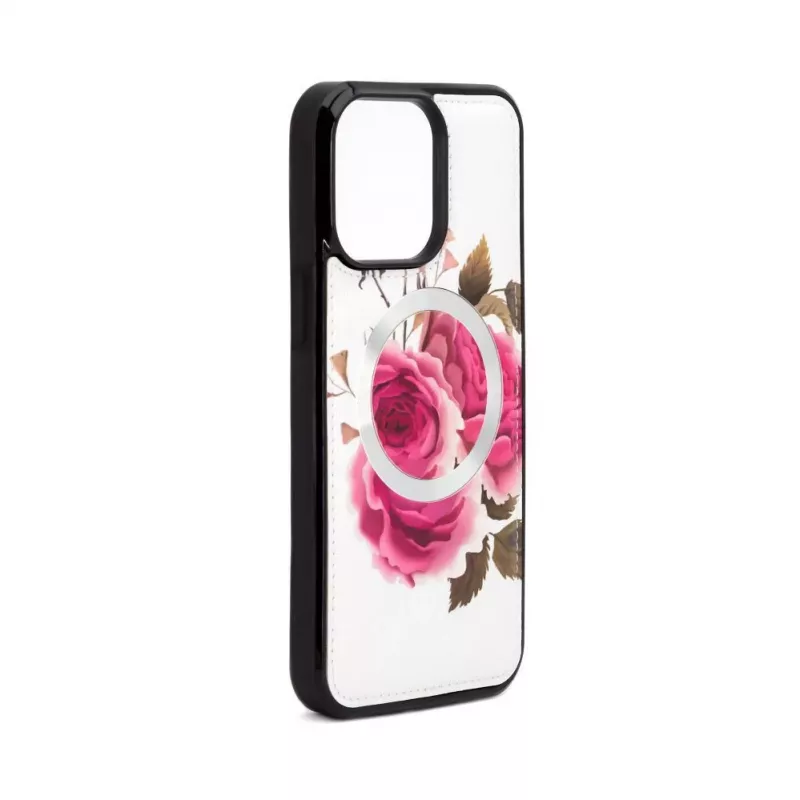 Evelatus Apple iPhone 14 Pro Nahkkate Tõmblukuga Lilledisain Valge