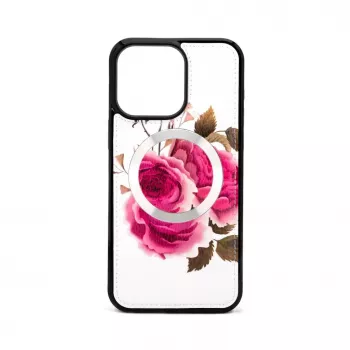 Evelatus Apple iPhone 14 Pro Max Nahkköis Tõmblukuga Lilledisain Valge