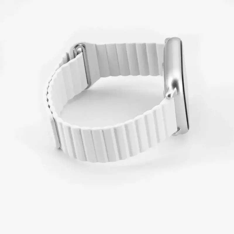 Connect 22mm Flat Head Leather-Silicone Loop Magnetic Watch Strap (130mm M/L) White