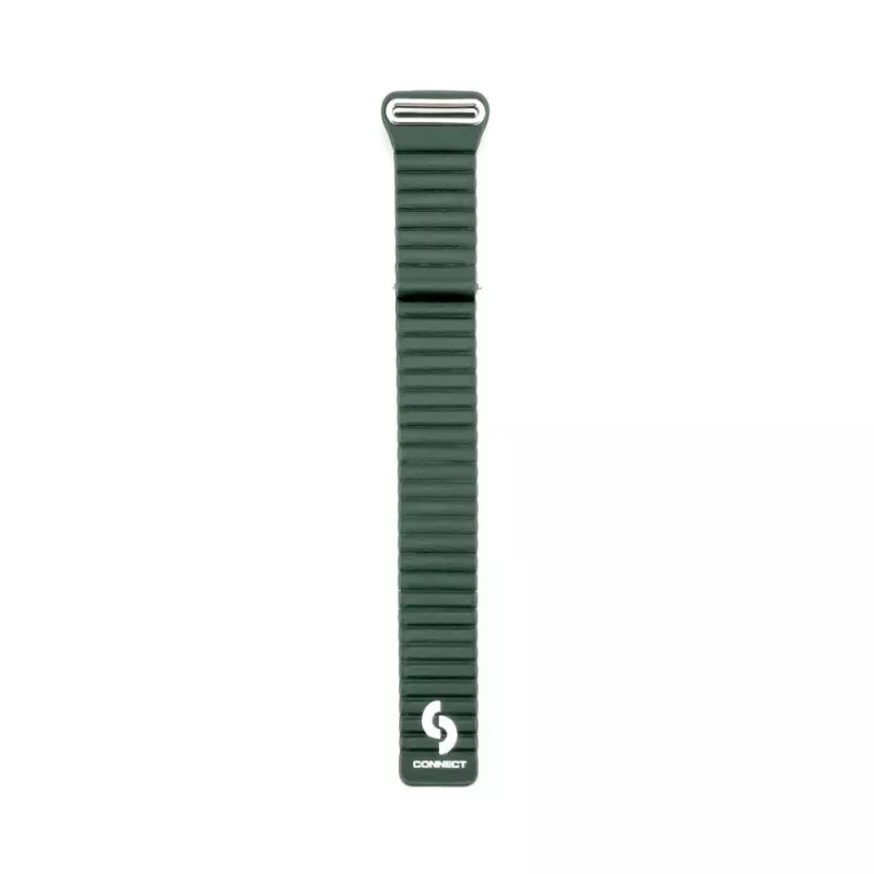 Connect 22mm Flat Head Leather - Silicone Loop Magnetic Watch Strap (130mm M/L) Forest Green