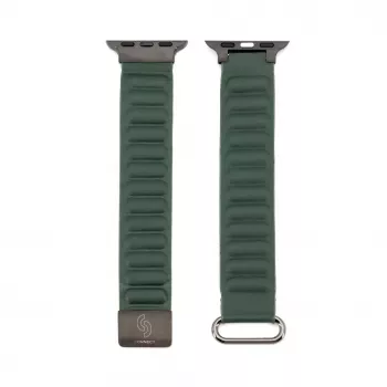 Connect Watch 38/40/41mm Premium Faux Leather Magnetic Loop Strap Ceder Green