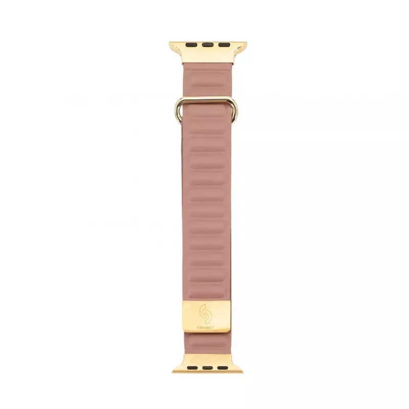 Connect Watch 42/44/45mm Premium Synthetic Cortical Leather Magnetic Suction Loop Strap Rose Pink