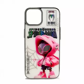 iLike Apple iPhone 14 PC Silicone Case Spider Sense White Pink