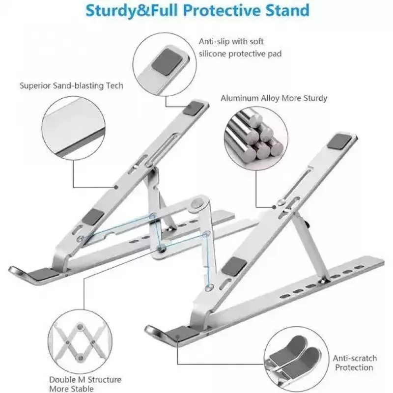 iLike STM1 Metal Foldable Notebook Stand for 10-17.3 inch Laptops - Silver