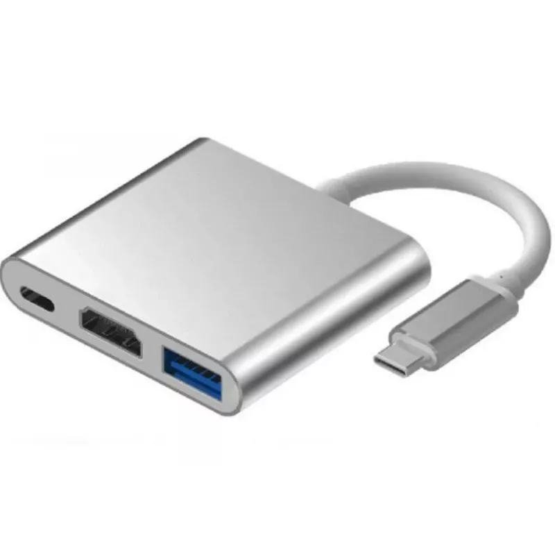 iLike HD1 3in1 USB-C to HDMI 4K / USB 3.0 / USB-C Female Adapter Silver