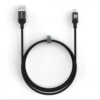 Evelatus USB-A to USB-C kaabel 1,2 m punutud nailonist must