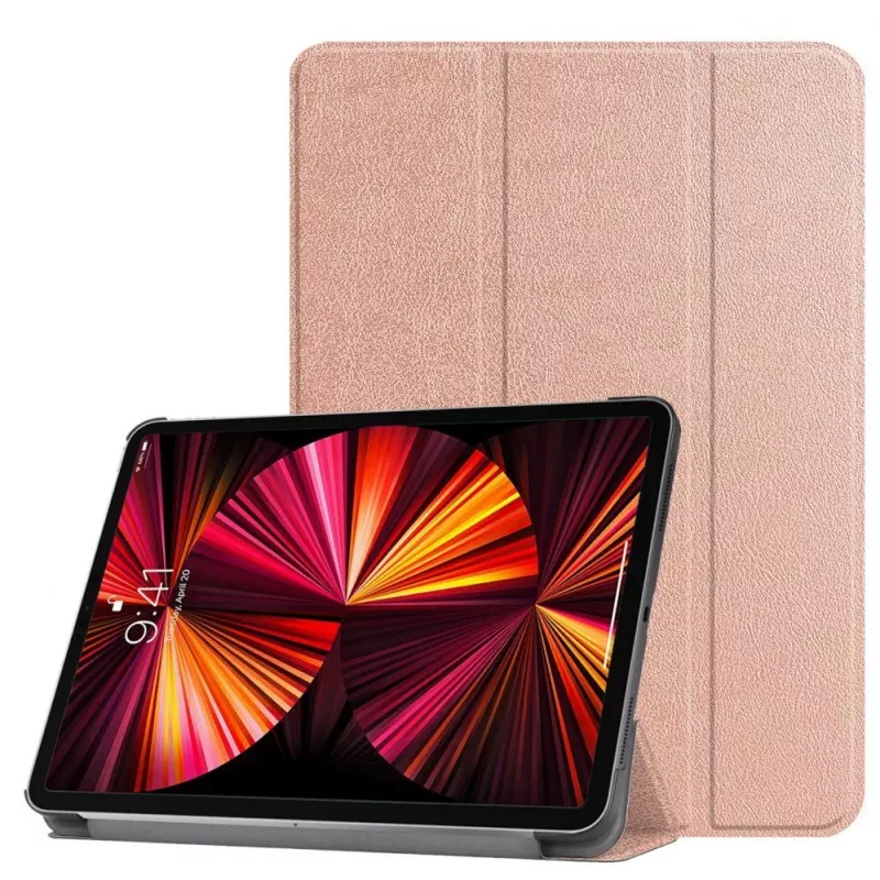 iLike Galaxy Tab S9 FE Tri-Fold Eco-Leather Stand Case Rose Gold