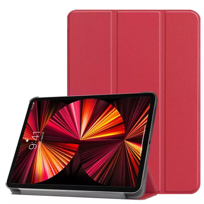 iLike iPad Pro 12.9 6th Gen Tri-Fold Eco-Leather Stand Case Coral Pink