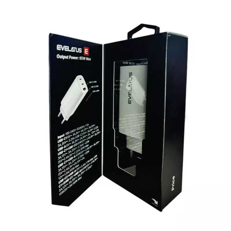 Evelatus 65W Max Fast Charger EU USB-C1/USB-C1/USB-A White