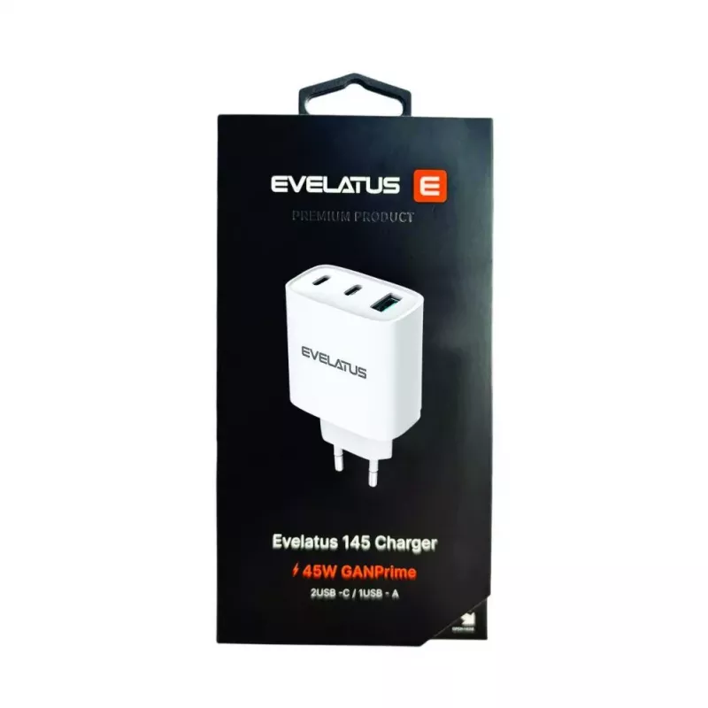 Evelatus 45W Max Fast Charger EU USB-C1/USB-C1/USB-A - RCE-4501ACCL Valge