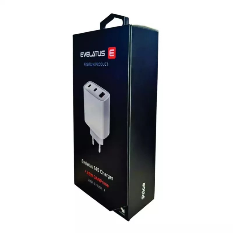 Evelatus 45W Max Fast Charger EU USB-C1/USB-C1/USB-A - RCE-4501ACCL Valge