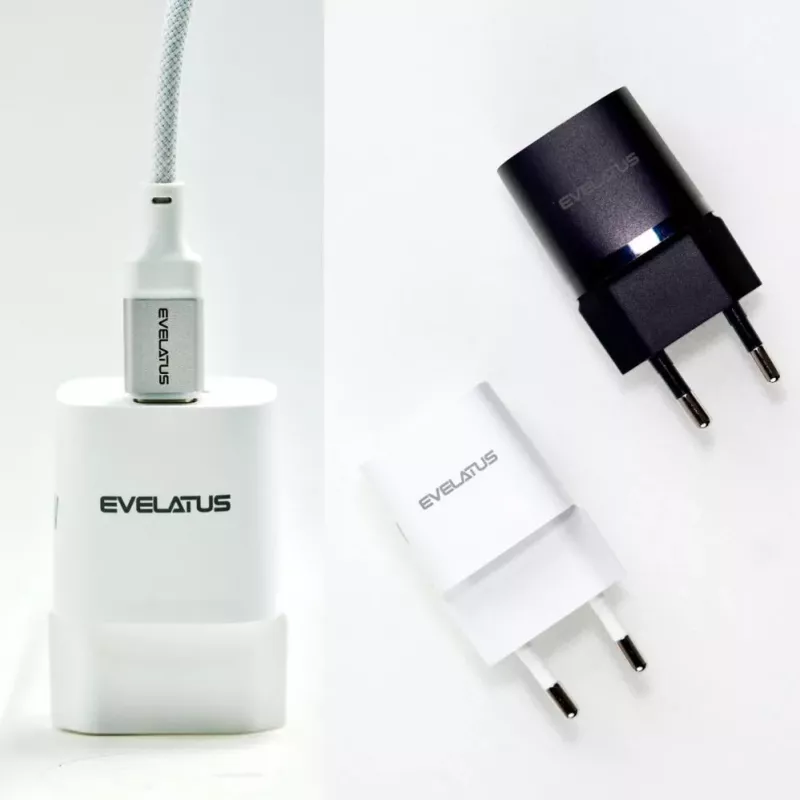 Evelatus USB-A ja USB-C 30W Max EL laadija must