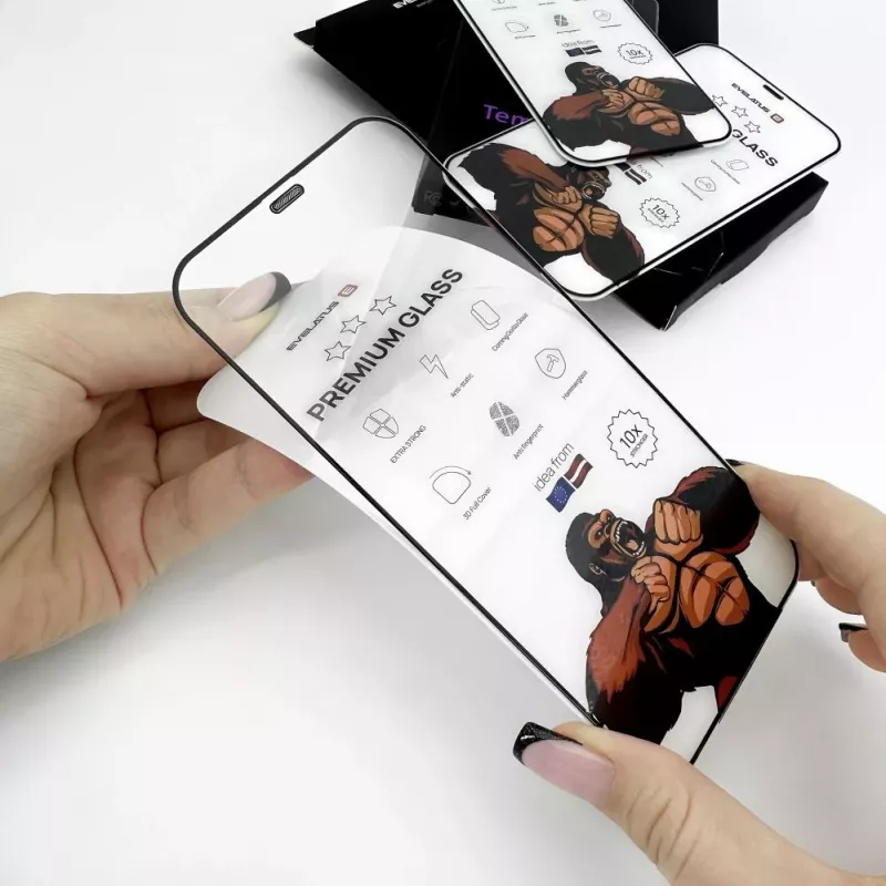 Evelatus Apple iPhone 16 Plus privaatsusega karastatud klaasist ekraanikaitse, Corning Gorilla Glass, antistaatiline, 3D täiskattega, 10X tugevam, must