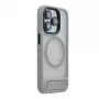 Evelatus Apple iPhone 16 Pro Rubber Coated MagSafe With Stand Case Silver