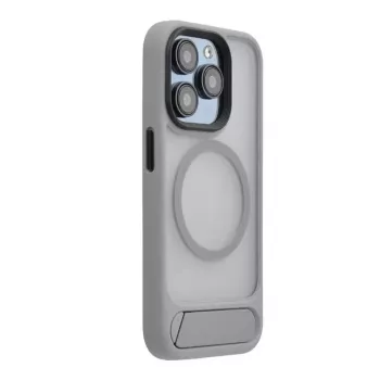 Evelatus Apple iPhone 16 Pro Max Rubber Coated MagSafe With Stand Case Silver