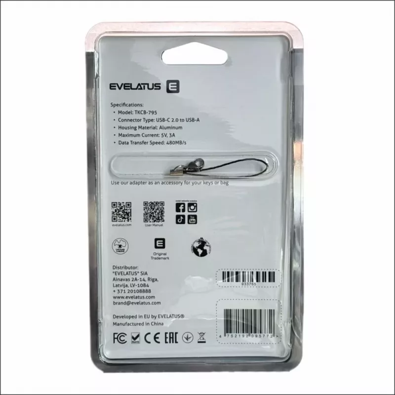 Evelatus UltraLink OTG Adapter USB-C to USB 3.0 5V 3A 5 Gbps Must