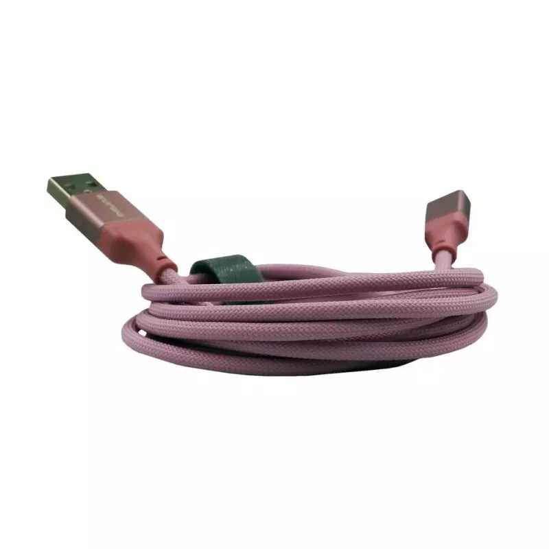 Evelatus USB-A to USB-C kaabel 2M punutud nailonist alumiiniumkorpusega roosa