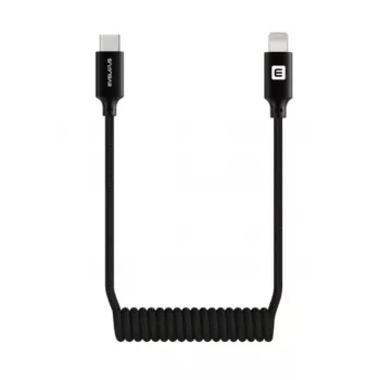 Evelatus AutoSpring Keerdkaabel USB C–Lightning 1,2 m Must