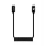 Evelatus AutoSpring Keerdkaabel USB C–Lightning 1,2 m Must