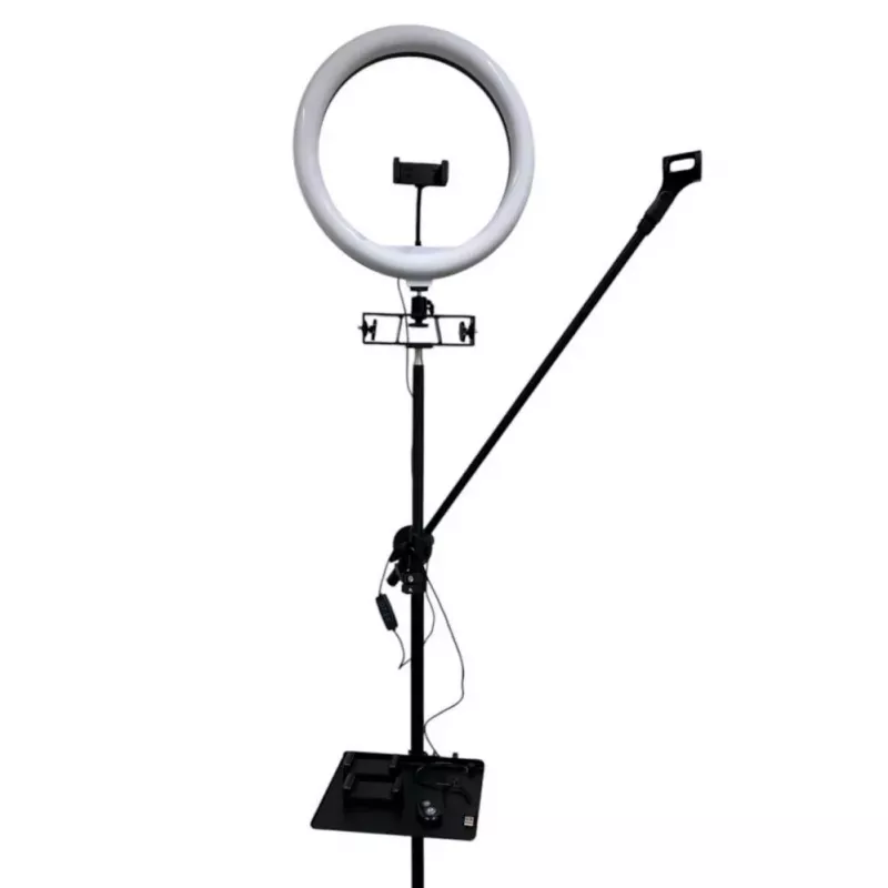 iLike S14 LED Selfie 36cm Ringvalguslamp + Statiiv 2.1m + Riiul & 3x Telefoni/Mikrofoni Hoidja Must