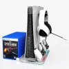 iLike DZ504 Slim Multi Dock Station PlayStation 5 PS5 kontrolleritele jahutusventilaatorite ja RGB-ga, must