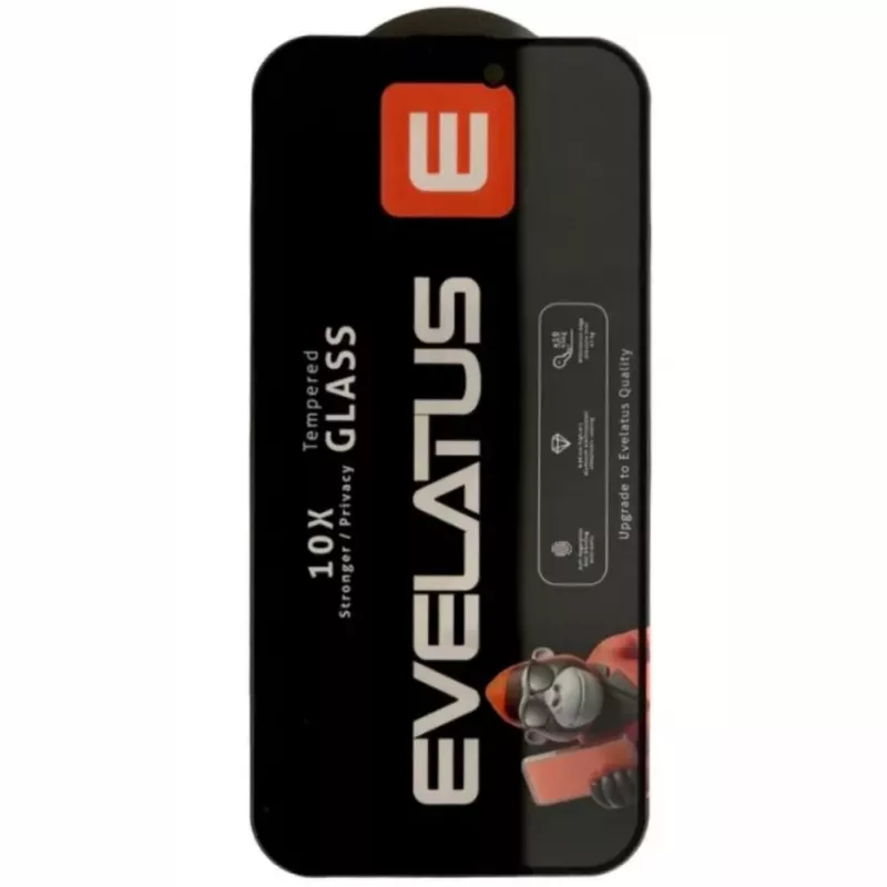 Evelatus Apple iPhone 17 / 16 Pro Privacy Corning Gorilla Glass Anti-Static 3D Full Cover 10X Stronger Screen Protector