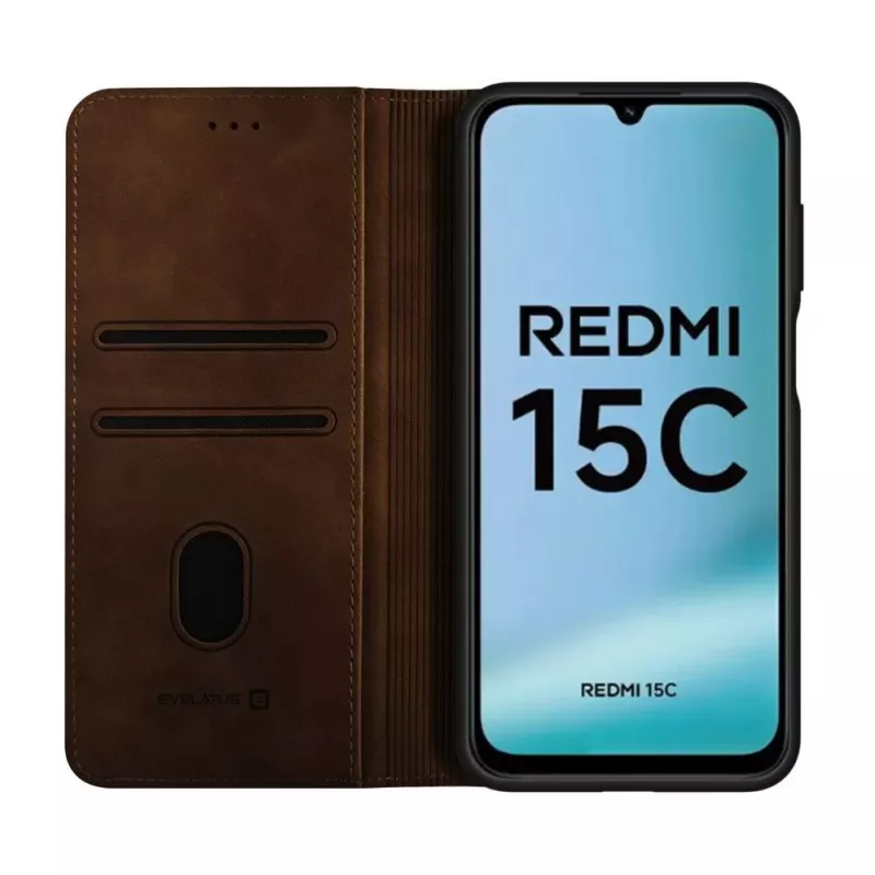 Evelatus Xiaomi Redmi 15C 4G/5G Book Case Folio Brown