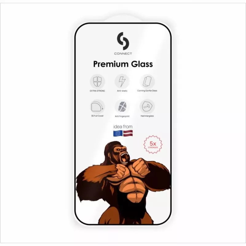 Connect Samsung Galaxy S26 Edge / S26 Plus Corning Gorilla Glass Anti-Staatiline 3D Täiskate 5X Tugevam Must