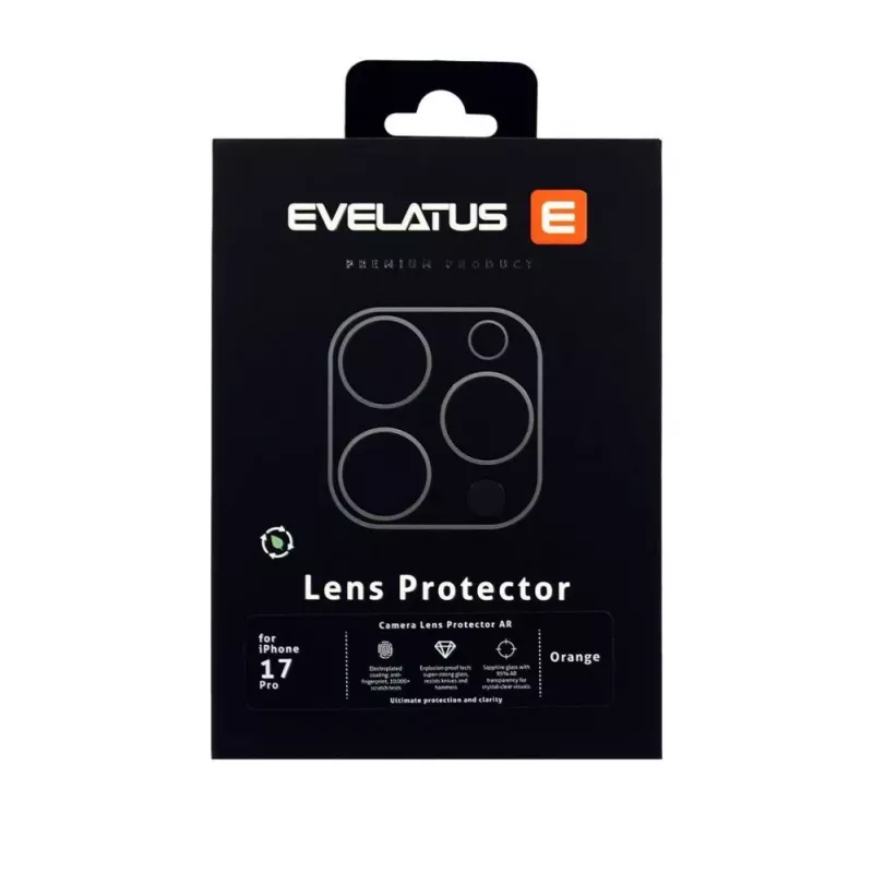 Evelatus Apple iPhone 17 Pro Full Body Camera Lens Protection Premium Orange