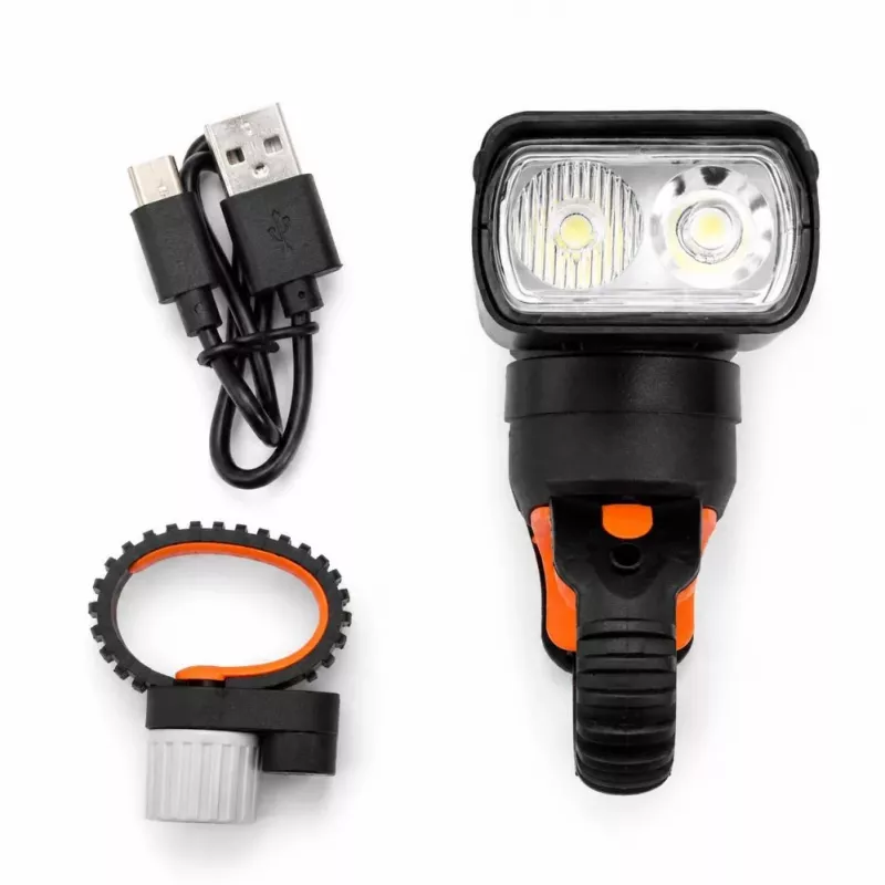 iLike JOHORSE USB-laetav jalgratta esituli, 400LM LED jalgratta esituli, kahekordne valgusvihk, alumiiniumkorpus, aku indikaator, veekindel jalgrattatuli