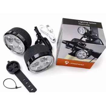 iLike USB-laetav 4-LED jalgrattatulede komplekt – esi- ja tagatuled 120dB helisignaaliga
