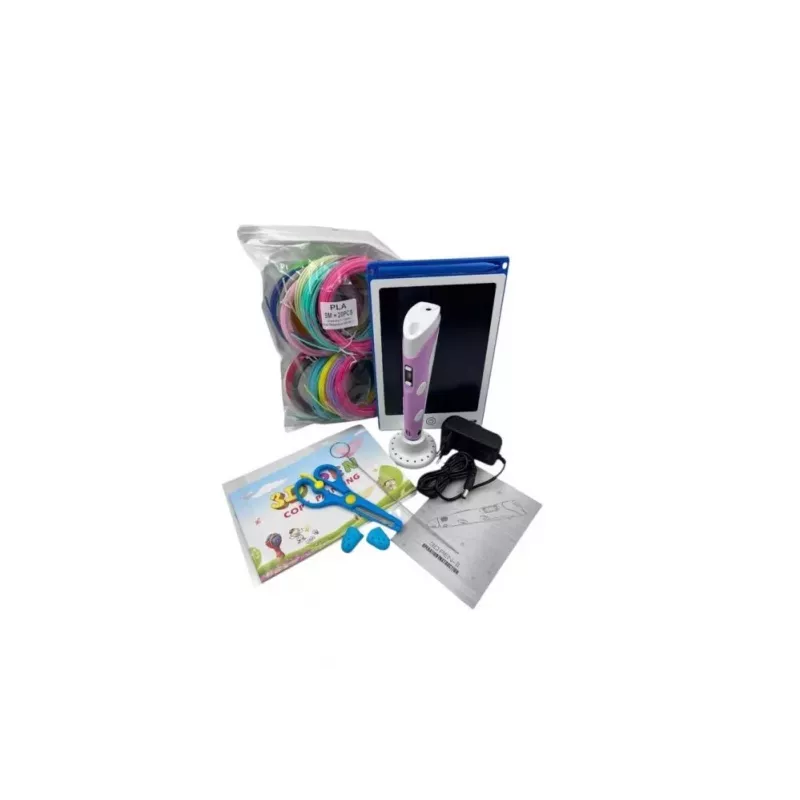 iLike Melt 3D pliiatsikomplekt karbis, täielik komplekt 3D-printimise pliiatsi jaoks, 3D PEN-7-1 komplekt šabloonidega 5m x 20 värvi, roosa