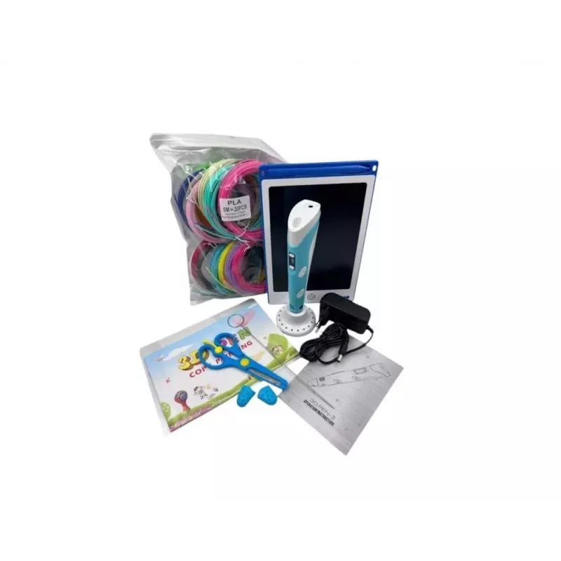 iLike Melt 3D Pen Kit Box Complete Set For 3D Printing Pen, 3D PEN-7-1 Set with Stencils 5m x 20 Colors Blue