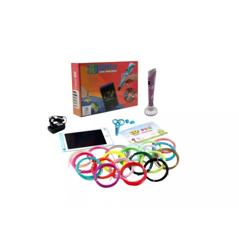 iLike Melt 3D pliiatsi komplekt karbis, täiskomplekt 3D-printimise pliiatsile, 3D PEN-7-1 komplekt šabloonidega, 5m x 20 värvi, roheline