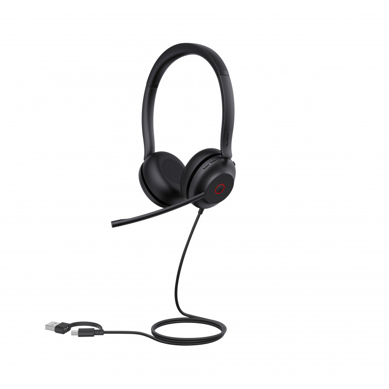 Yealink UH35 Dual UC USB-C/A On-Ear Headset with USB-A/USB-C, Black